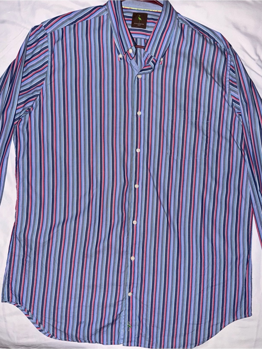 TailorByrd Men’s 2XLT Button Down Shirt Long Sleeve Multicolor Striped Tall